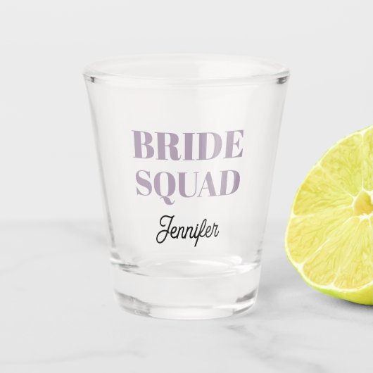 Mauve Wedding Bride Squad Personalized Shot Glas (Voorkant)