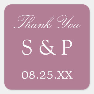 Mauve Wedding Favor Dank je Sticker