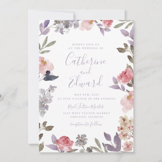 Mauve Wedding Invitation Kaart (Voorkant)