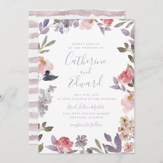 Mauve Wedding Invitation Kaart (Voorkant / Achterkant)