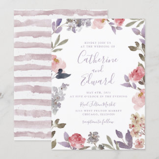 Mauve Wedding Invitation Kaart