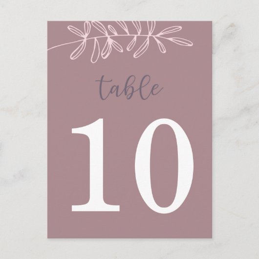 Mauve Wedding Table Number (dubbelzijdig) Advieskaart (Voorkant)