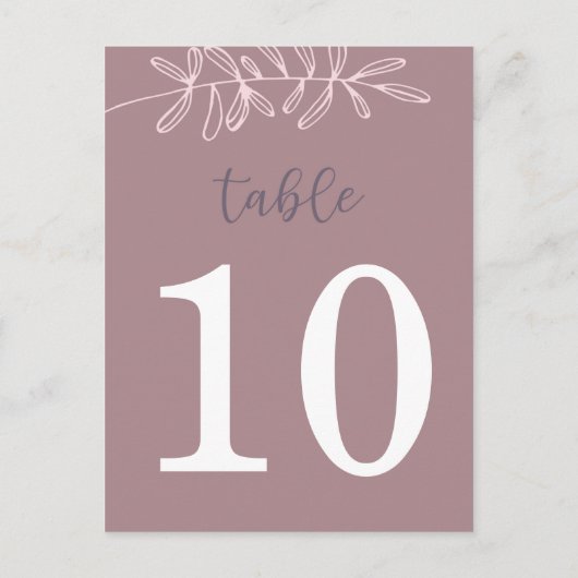Mauve Wedding Table Number (dubbelzijdig) Advieskaart (Achterkant)