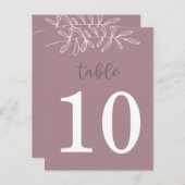 Mauve Wedding Table Number (dubbelzijdig) Advieskaart (Voorkant / Achterkant)
