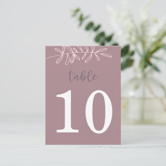 Mauve Wedding Table Number (dubbelzijdig) Advieskaart (Staand voorkant)