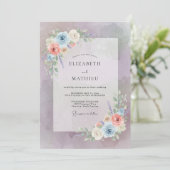 Mauve Whimsical Floral Wedding Kaart (Staand voorkant)