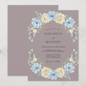 Mauve Whimsical Lente Bruiloft Kaart (Voorkant / Achterkant)