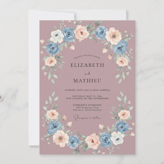Mauve Whimsical Lente Bruiloft Kaart (Voorkant)