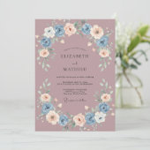 Mauve Whimsical Lente Bruiloft Kaart (Staand voorkant)
