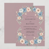 Mauve Whimsical Lente Bruiloft Kaart (Voorkant / Achterkant)