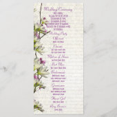 Mauve White Bloemen Kerk Trouwprogramma Programmakaart (Achterkant)