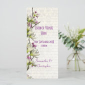 Mauve White Bloemen Kerk Trouwprogramma Programmakaart (Staand voorkant)