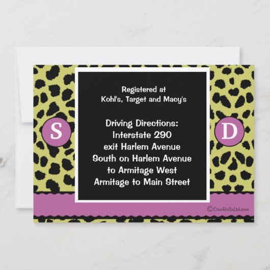 Mauve White en Green Monogram Leopard Kaart (Achterkant)