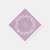 Mauve + White Hand Printed Holly Wreated Kerstmis Servet (Hoek)
