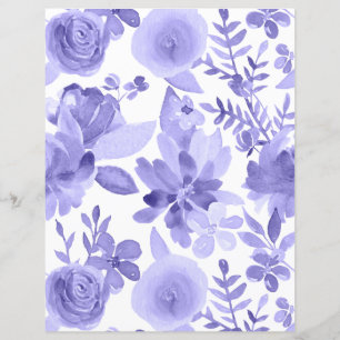 Mauve & White Waterverf Floral Scrapbook Paper