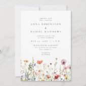 Mauve Wildflower All In One Wedding Kaart (Voorkant)