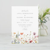Mauve Wildflower All In One Wedding Kaart (Staand voorkant)