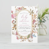 Mauve Wildflower Lijst Baby shower Kaart (Staand voorkant)