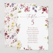 Mauve Wildflower Tafelnummer Zitplaatsen Kaart (Voorkant / Achterkant)