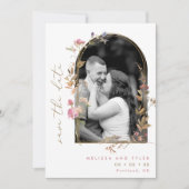 Mauve Wildflowers Arch Lijst Foto Save The Date (Voorkant)