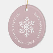 Mauve Winter Snowflake Eerste Kerstfoto Keramisch Ornament (Links)