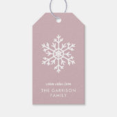 Mauve Winter Snowflake Holiday Cadeaulabel (Voorkant)