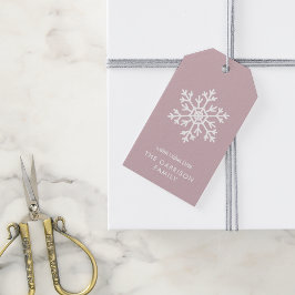 Mauve Winter Snowflake Holiday Cadeaulabel