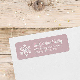 Mauve Winter Snowflake Vakantie Retouradres Etiket