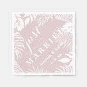 Mauve wit bloemenroze pastel net getrouwd servet (Voorkant)