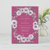 Mauve Witte Anemoon Bruiloft Kaart (Staand voorkant)