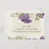 mauve witte bloemen groen bruiloft bedankkaart (Voorkant / Achterkant)