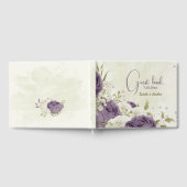 mauve witte bloemen groen bruiloft gastenboek (Volledig)