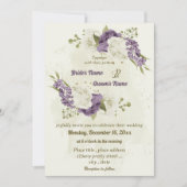 mauve witte bloemen groen bruiloft kaart (Voorkant)