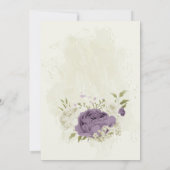 mauve witte bloemen groen bruiloft kaart (Achterkant)