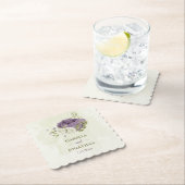 mauve witte bloemen groen bruiloft kartonnen onderzetters (Insitu)