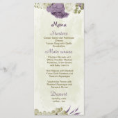 mauve witte bloemen groen bruiloft menu (Voorkant)