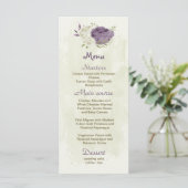 mauve witte bloemen groen bruiloft menu (Staand voorkant)