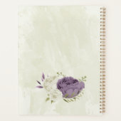 mauve witte bloemen groen bruiloft planner (Achterkant)