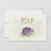 mauve witte bloemen groen bruiloft RSVP kaartje (Achterkant)