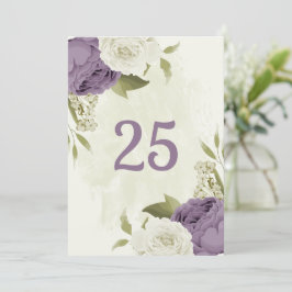 Mauve witte bloemen groen tafel nummer kaart
