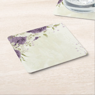 mauve witte bloemen groen trouwen kartonnen onderzetters