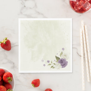 mauve witte bloemen groen trouwfeest servet