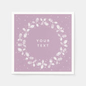 Mauve + Witte met de Hand Gedrukte Hulst Krans Ker Servet (Voorkant)