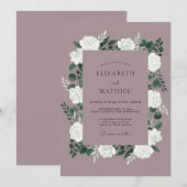 Mauve Witte Pioen Huwelijk Kaart (Voorkant / Achterkant)
