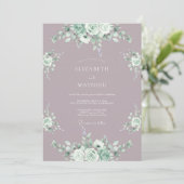 Mauve Witte Waterverf Bloemige Bruiloft Kaart (Staand voorkant)