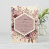 Mauve Woodland Bloom Wedding Kaart (Staand voorkant)