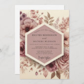 Mauve Woodland Bloom Wedding Kaart (Voorkant / Achterkant)