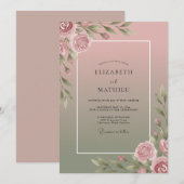 Mauve Zachte Bloemige Bruiloft Kaart (Voorkant / Achterkant)