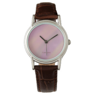 Mauve Zachte Blos Roze Aangepaste Naam Horloge