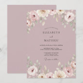 Mauve Zachte Botanische Bruiloft Kaart (Voorkant / Achterkant)